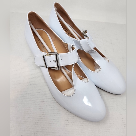 New White Mary Janes Chunky Low Block Heel Trendy Shoes Women's Size 8.5 - Picture 9 of 9